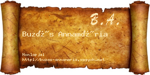 Buzás Annamária névjegykártya